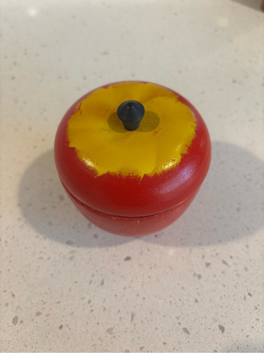 Wooden Red & Yellow Toy Apple - Picture 6 of 6